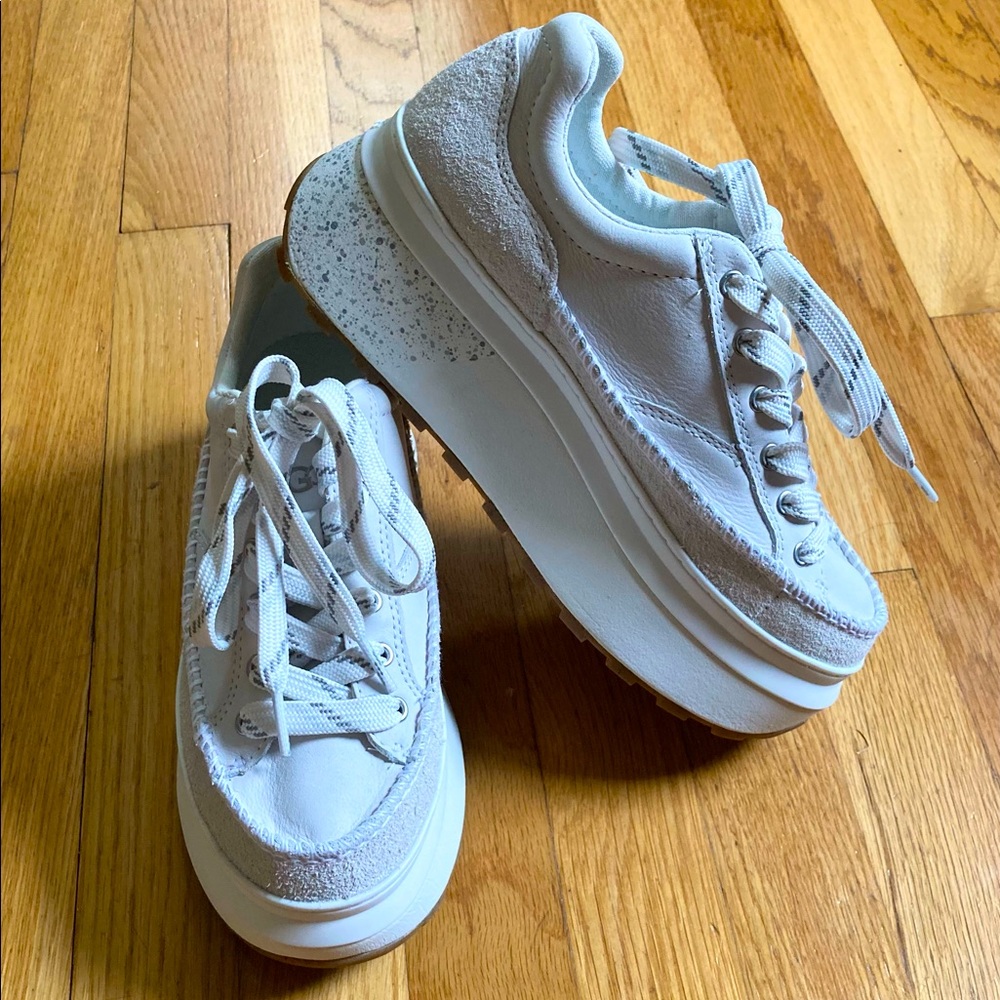 Ugg Marin Lace Platform Sneakers, White Leather, Women’s Size 7.5